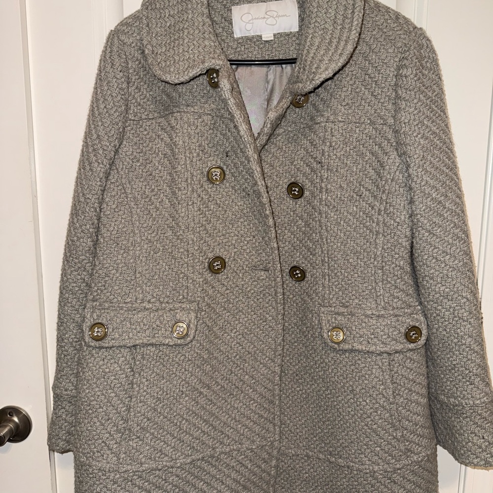 Jessica Simpson Textured Gray Pea Coat